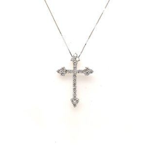 Diamond Cross 18K White Gold Pendant Necklace (1CTW) | Religious Jewelry